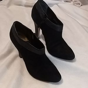Cole Haan, black suede booties. 4" heels